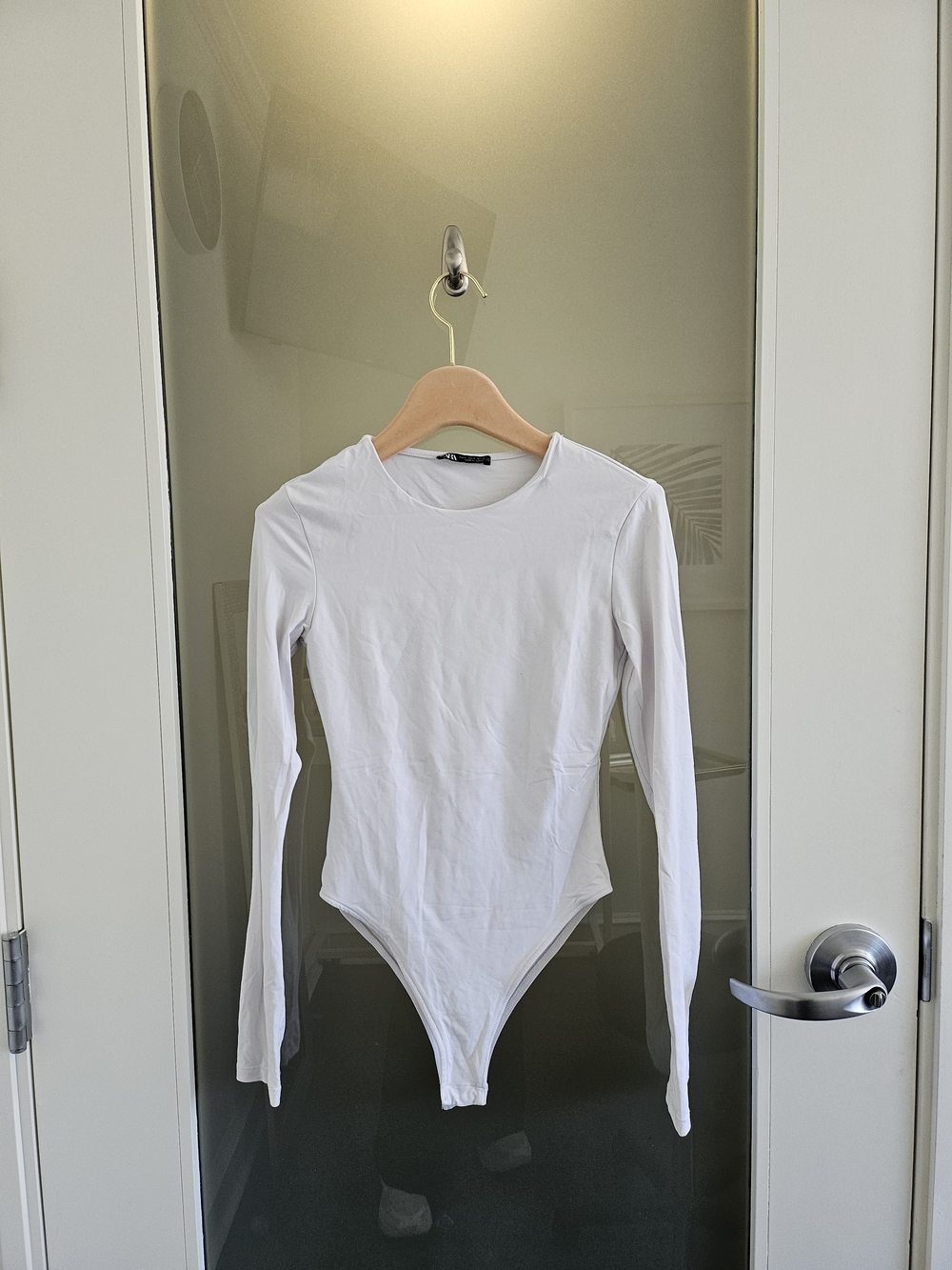 Zara White Long-Sleeve Bodysuit